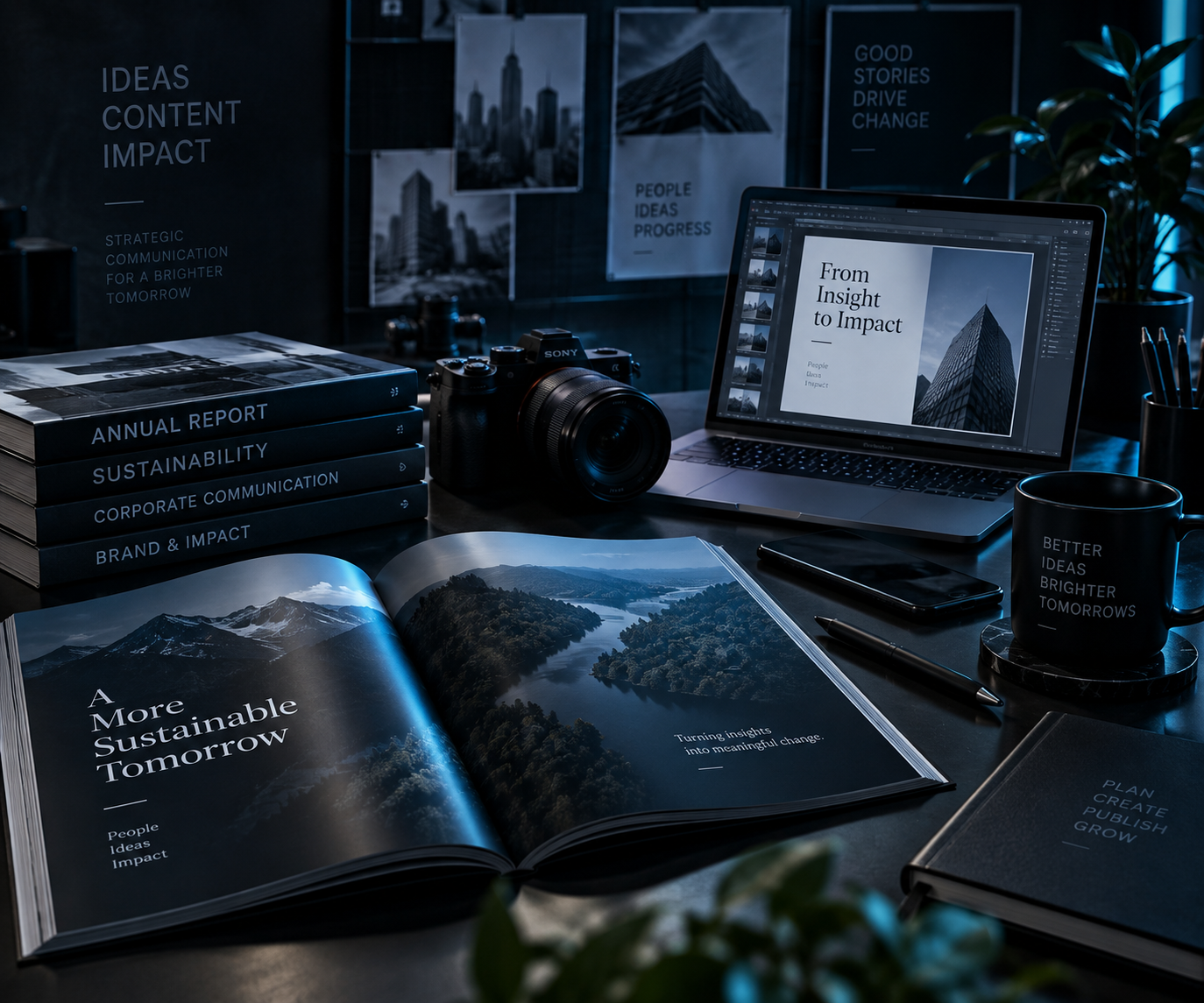 Editorial and corporate communication workspace